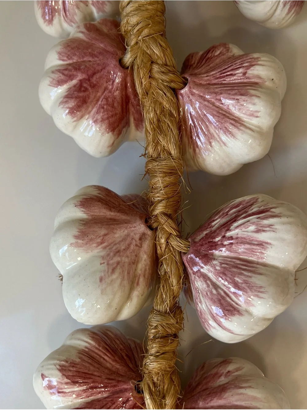 Vintage Ceramic Garlic Bulb Hanging Braid - kitchen decor